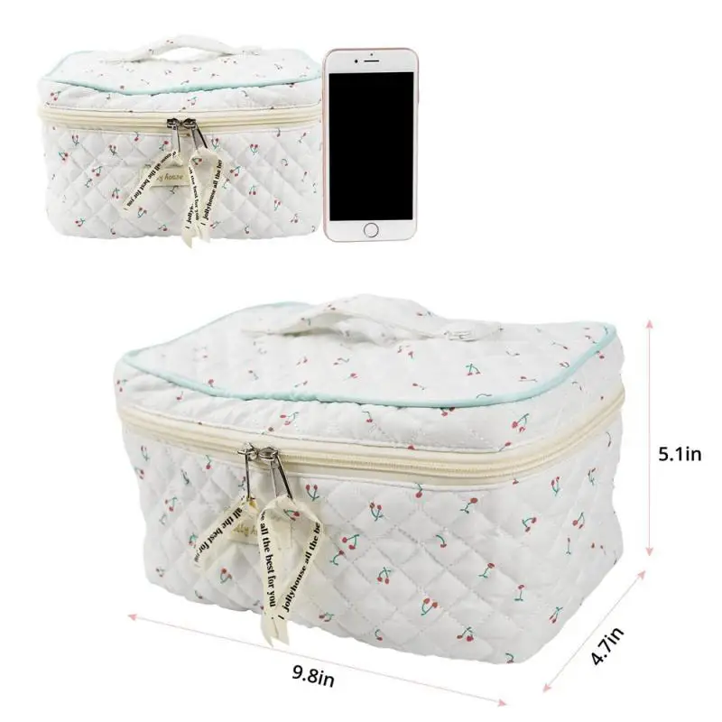 

Box Bag Box Pink Cotton Outsourcing Floral Design Pattern Nylon Lining Easy To Carry Houseware Wash Storage Bag White Cotton