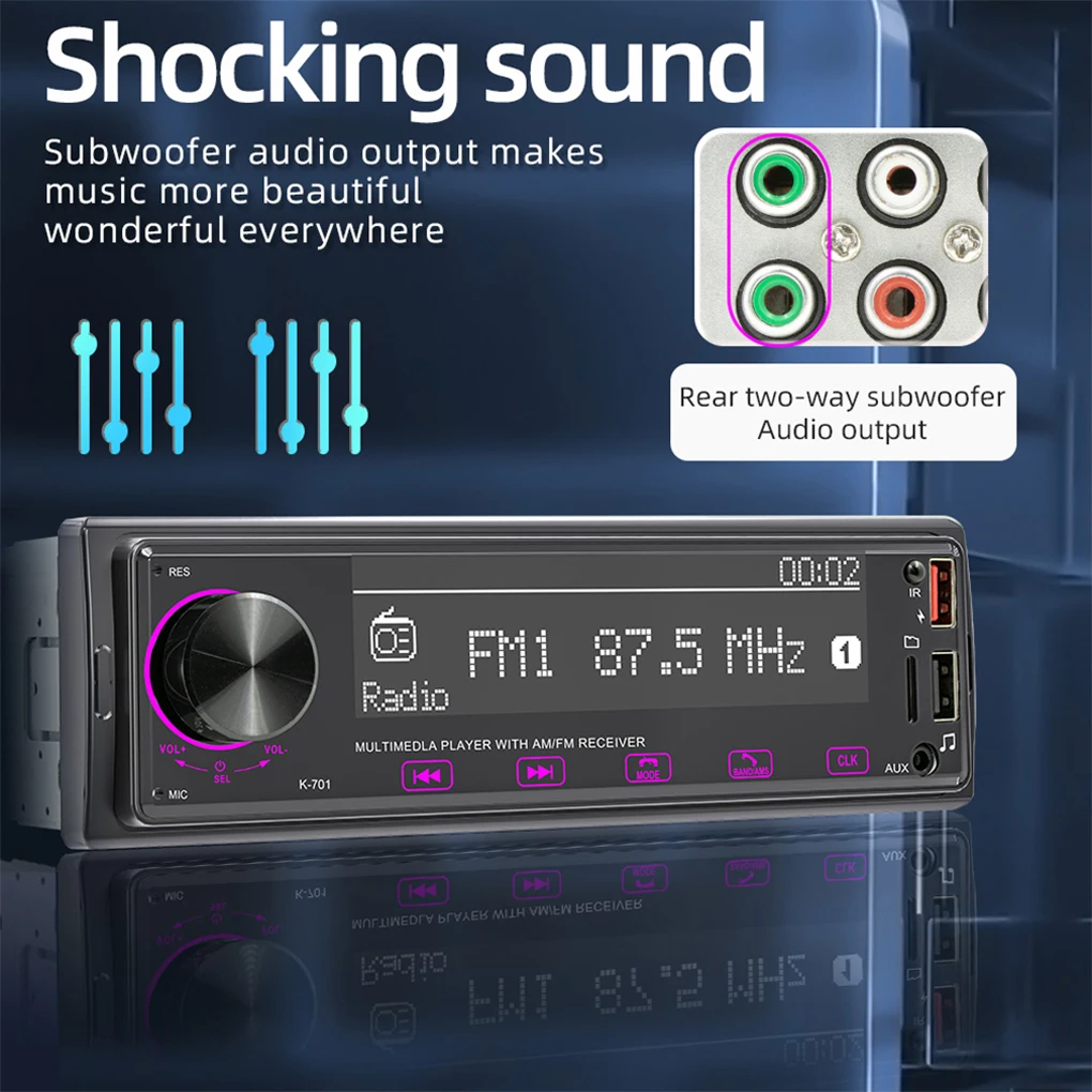 

Single DIN MP3 Player Vehicle Front In-dash Touch Control Bluetooth-compatible Radio Automotive Automobile Multimedia