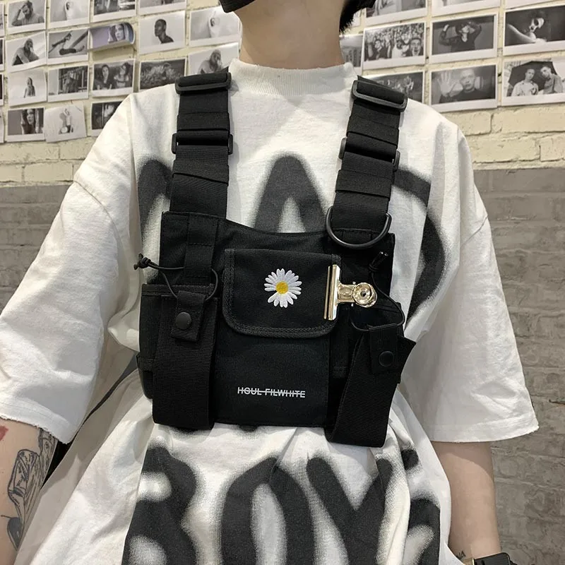 

Male Small Men Fanny Bags Nylon Bags Tactical Punk Street Vest Chest Hip-hop For Bag Packs Packs Chest Waist Rig Tactical 2020