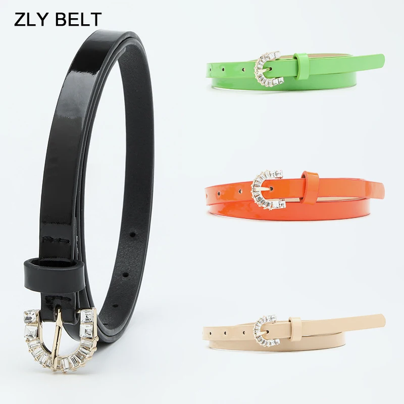 ZLY 2023 New Fashion Belt Women Slender Type Luxury PU Leather Material Diamond Pin Buckle Quality Elegant Casual Versatile Belt