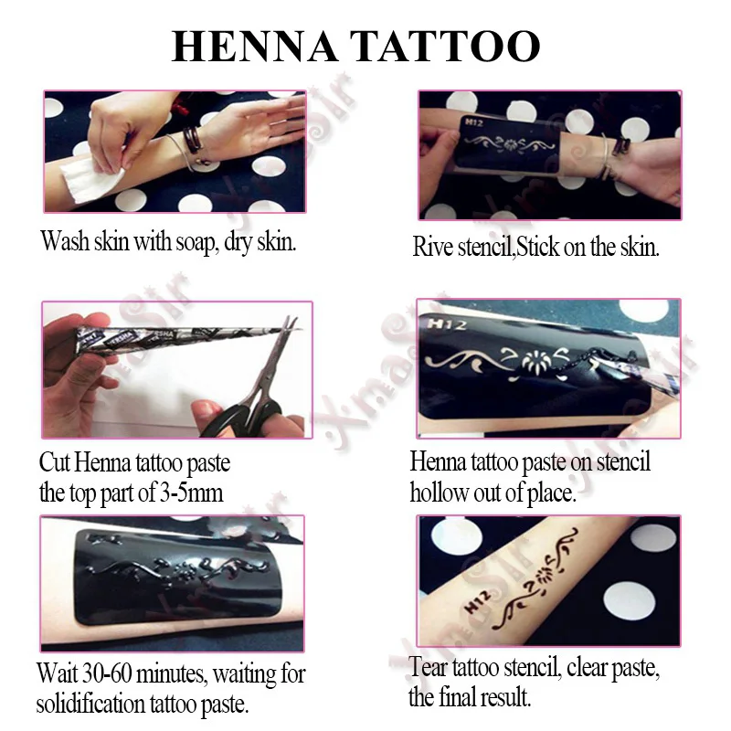 5 Sheets Henna Stencil Temporary Hand Tattoo Body Art Sticker For Women Girl Template Wedding Tool Tattoo Stencil