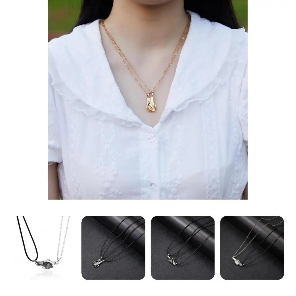 

2Pcs Couples Necklace Useful Stylish Delicate for Valentine’s Day Double Hand Necklaces Hand Pendant Necklace