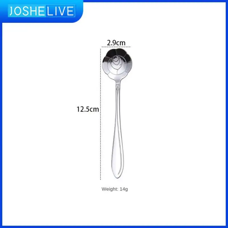 

Retro Coffee Spoon Light Luxury Mirror Polishing Dessert Spoon Durable Wedding Hand Ceremony Rose Spoon Spoon Creative 1pcs