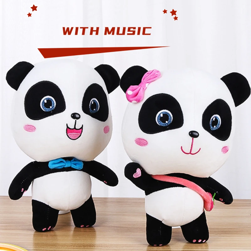 Juguete de peluche de bebé, autobús, Panda, con música, Babybus, Kiki, Miu, Miu, muñeco de peluche suave, bonito regalo de cumpleaños para niños