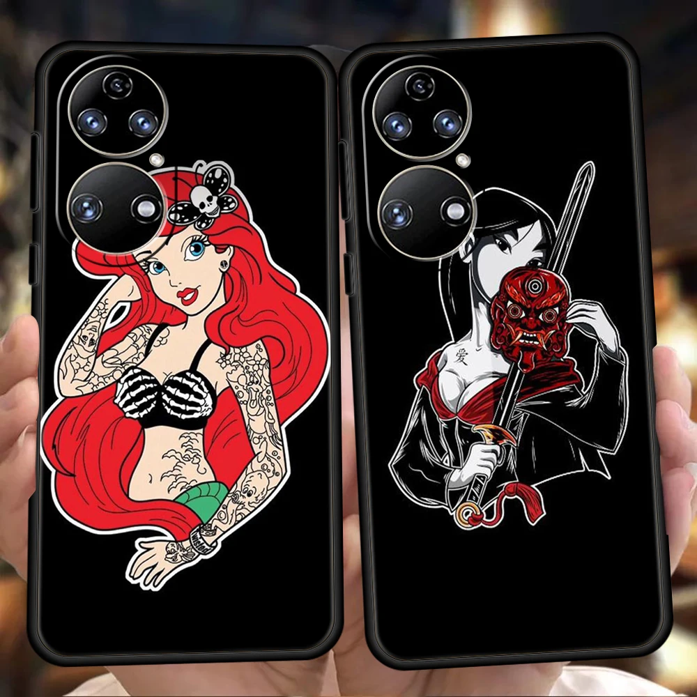 Чехол для телефона татуированной принцессы Huawei P20 P30 P50 Pro P40 Lite Y6 Y7 Y9 Y7A Y6P Y9S 2019 P Smart Z