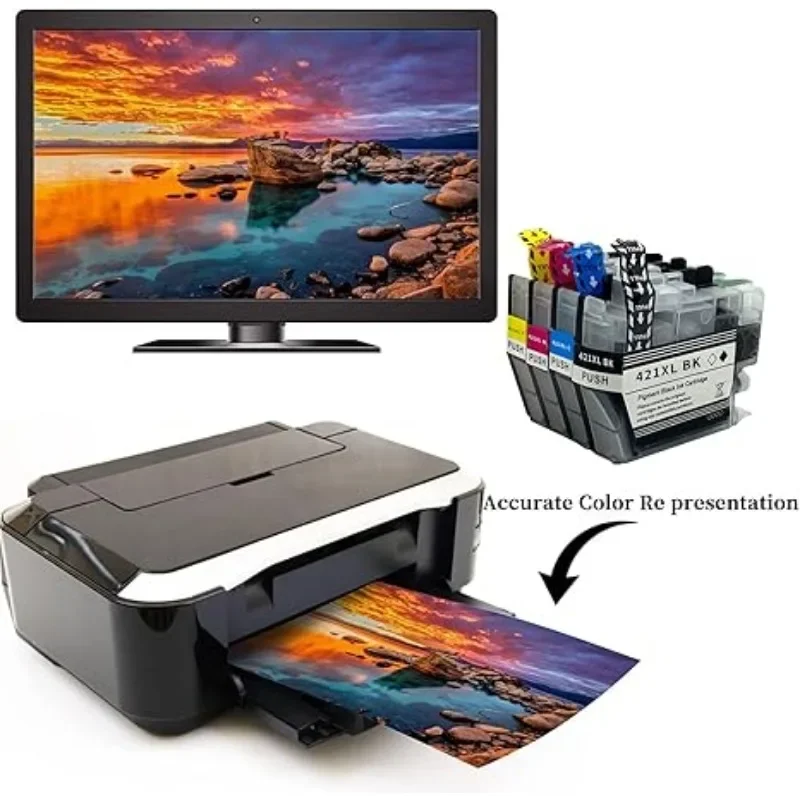 Фото 3U LC421XL 421 XL чернильный картридж, 4 шт., замена для Brother DCP-J1050DW/J1140DW/MFC-J1010DW принтер большой емкости №5
