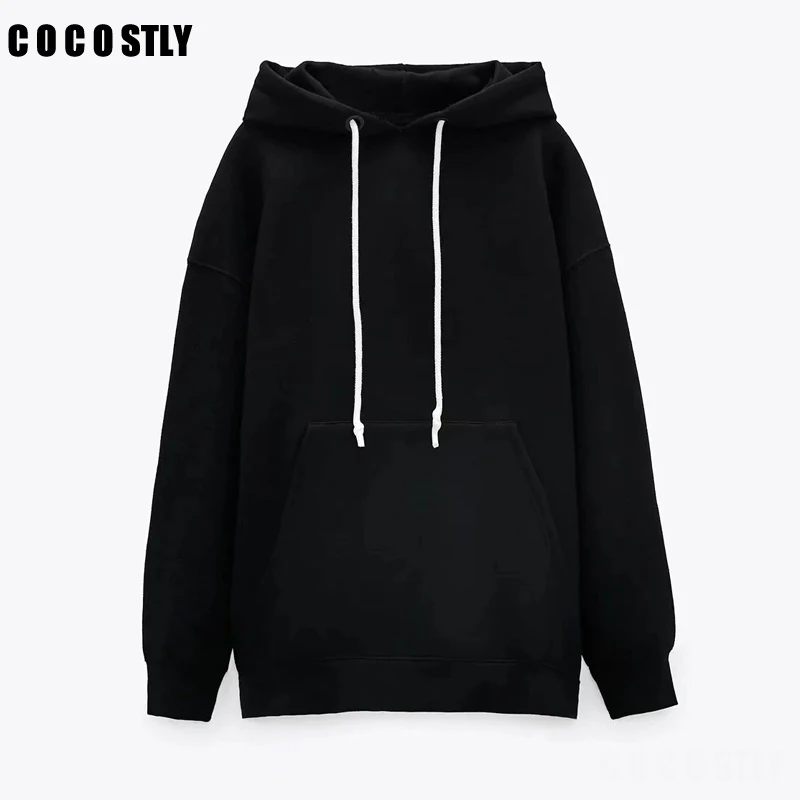 

2022 Autumn Women Casual Hooded Pullover Female Solid Color Sports Hoodie Sweatshirt Fashion All-match Streetwear Sports Hoodie