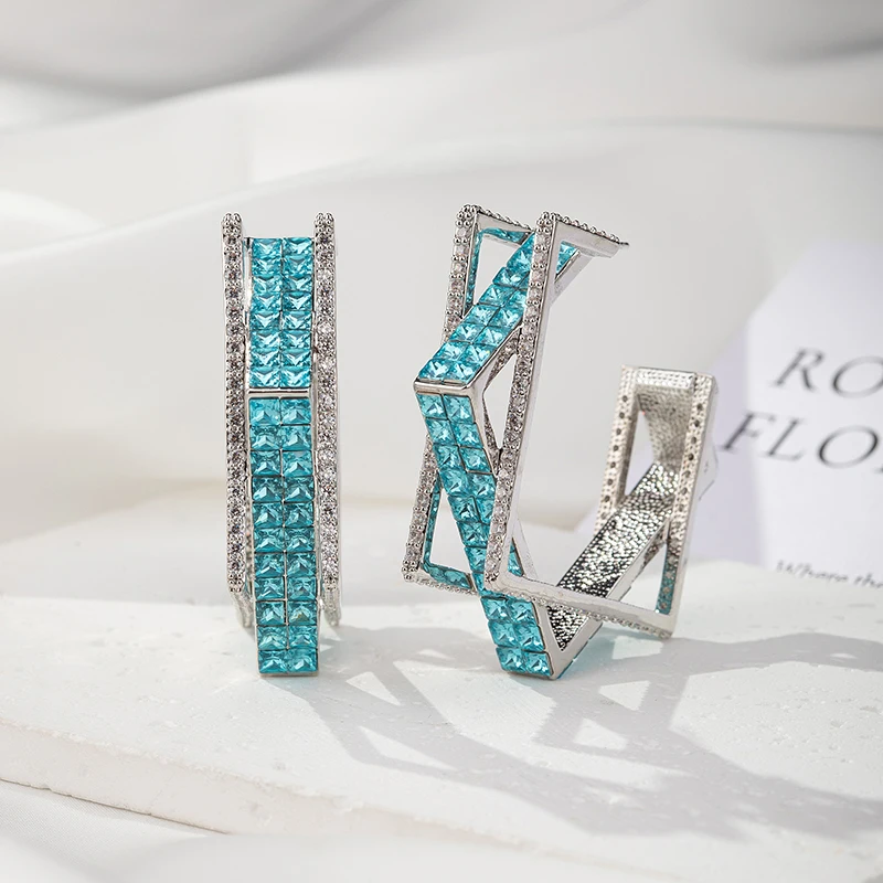 Большие круглые серьги-кольца SENYU с фианитами класса ААА