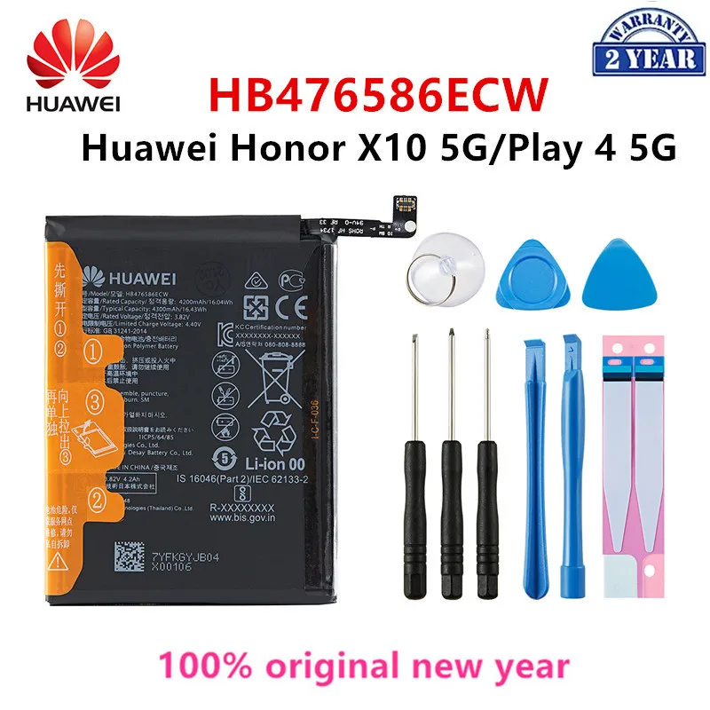100% Оригинальный аккумулятор HUAWEI HB476586ECW 4300 мАч для Huawei Honor X10 5G Play4 Play 4 5G сменные батареи + Инструменты