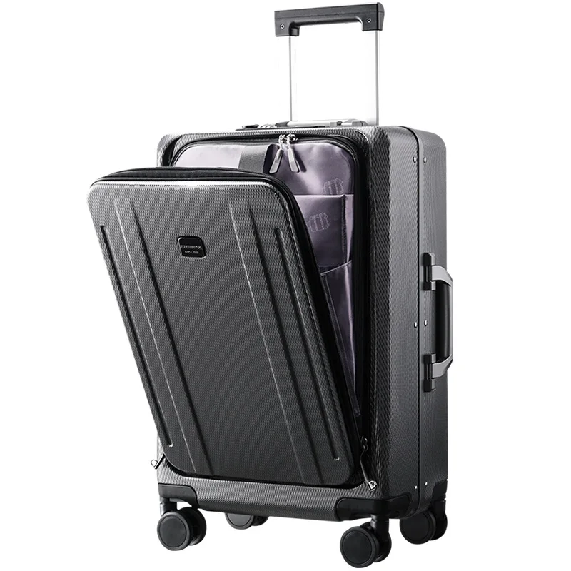 

high-quality front open travel trolley case suitcase wheels Business rolling luggage laptop bag S14360-S14370 Dn