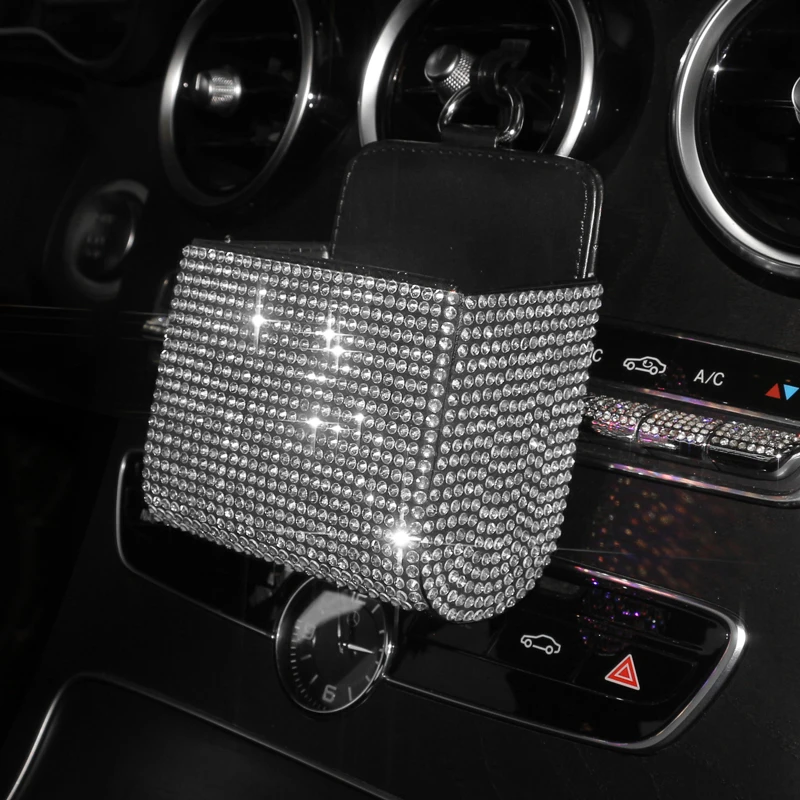 

Bling Автомобильная сумка для хранения вентиляционного отверстия, органайзер, карманный держатель для солнцезащитных очков, автоматическое крепление, держатель для телефона, чехол для ключей, карты, органайзер, аксессуары