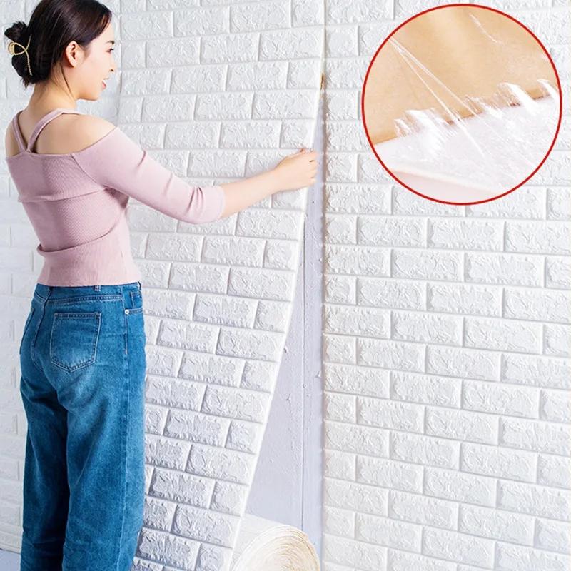 

10M 3D Self-adhesive Foam Brick Thicken Wallpaper Waterproof and Oilproof DIY Wallpaper Bedroom Living Room Home Decoration