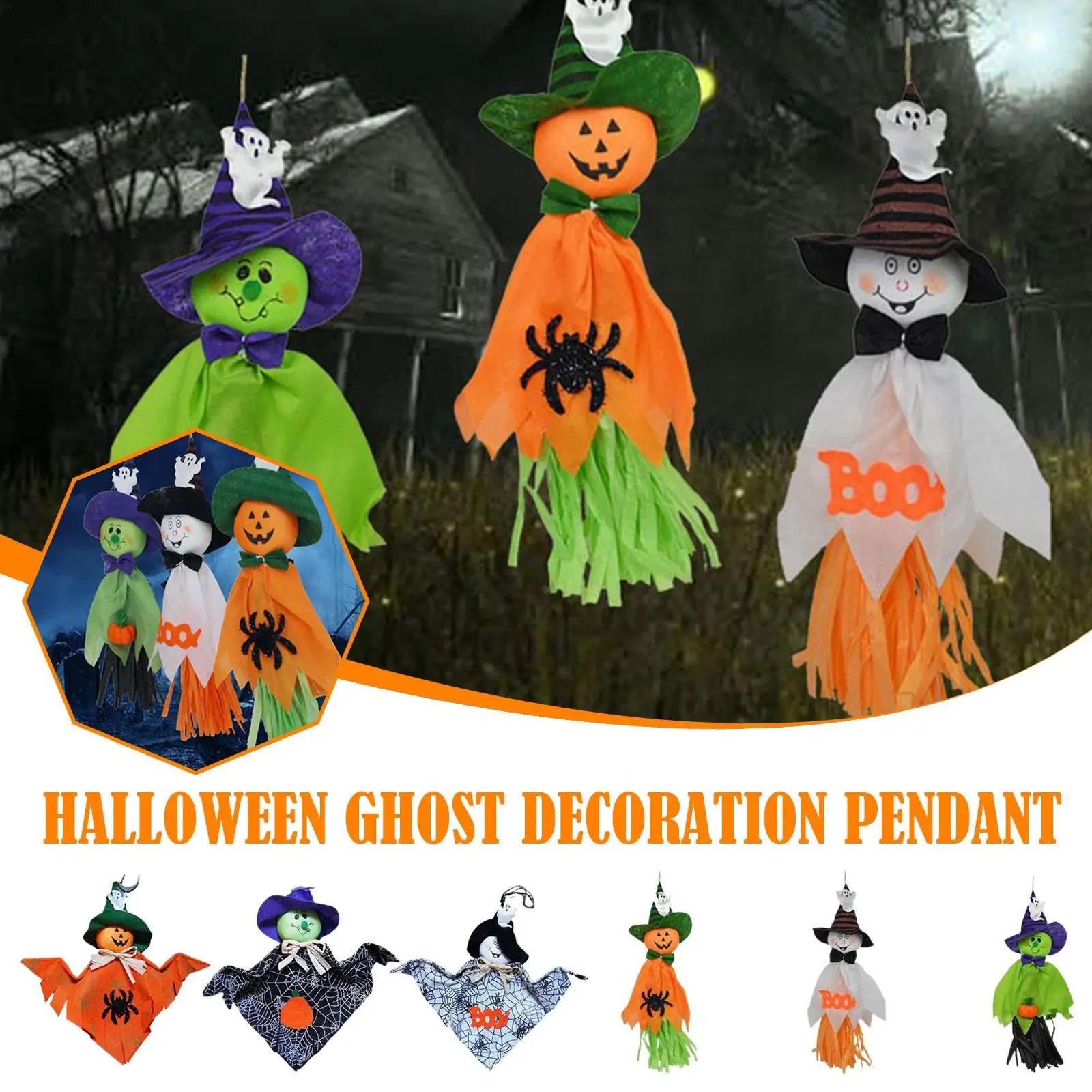 

1 шт. Хэллоуин подвесные украшения призрака Тыква призрак соломенная Подвеска для улицы в помещении бар
