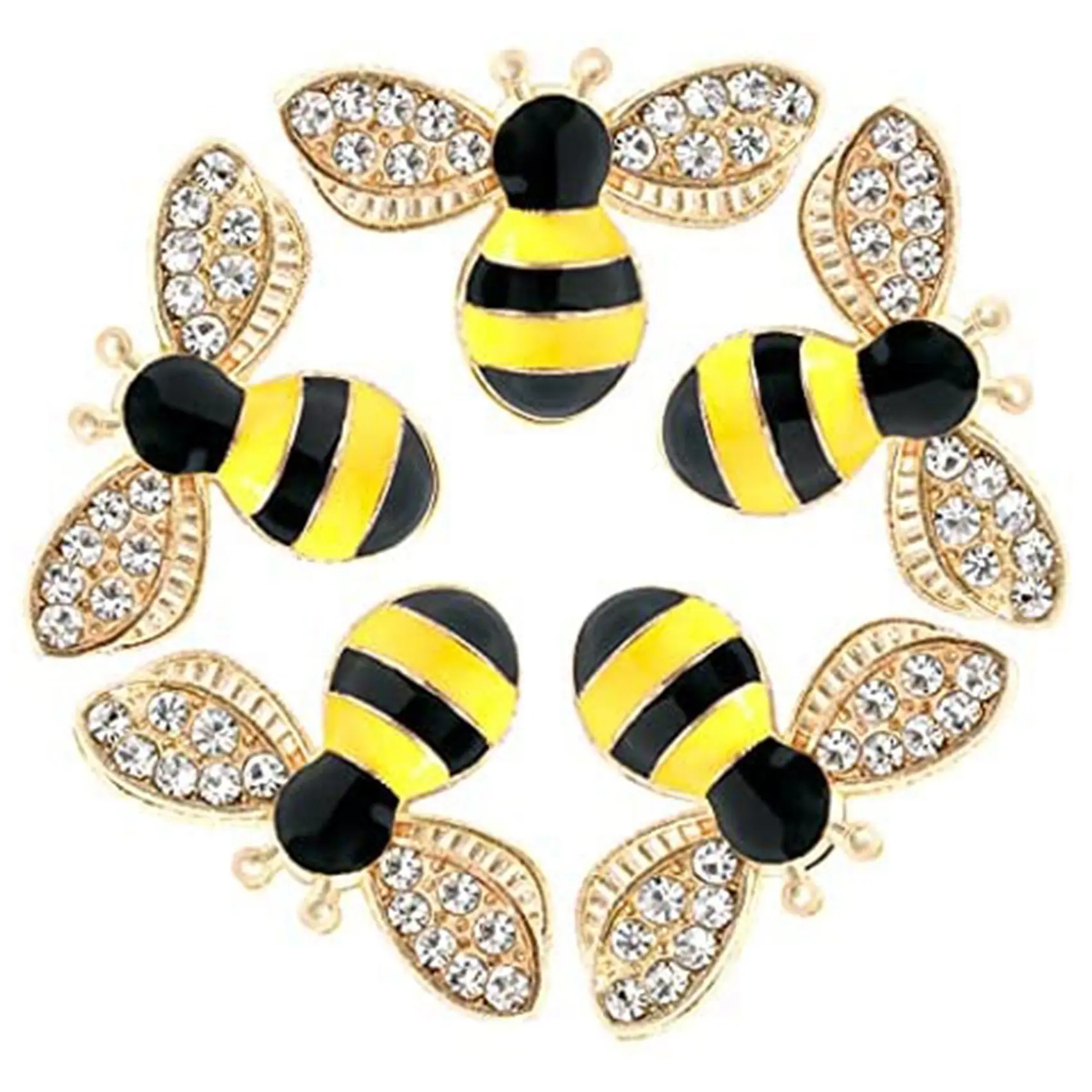 

20 Pcs Enamel Bee Charms Pendants Rhinestone Enamel Craft Embellishments Crafting for DIY Handmade Crafts(Yellow+Black)