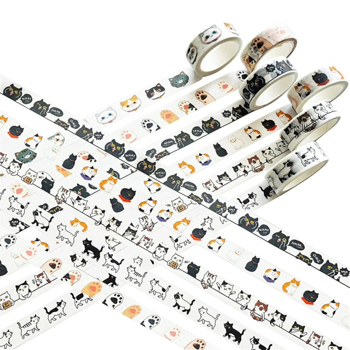 Скотч с принтом &quotКошка&quot Set - 15 mm широкая лента васи Wide16ft Long/Roll Cute Washi Tape