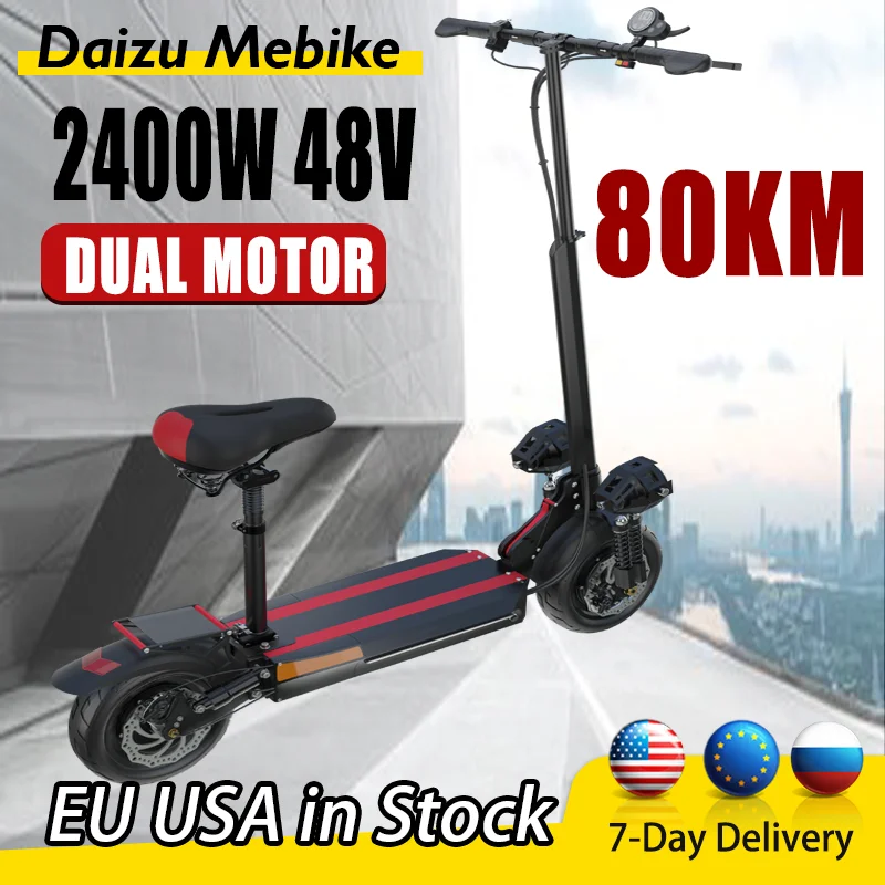 

Daizu Mebike X500 Electric Scooter 2400W 48V Dual Motor Scooter Electric 10'' Tire E Scooters Double Disc Brake Waterproof