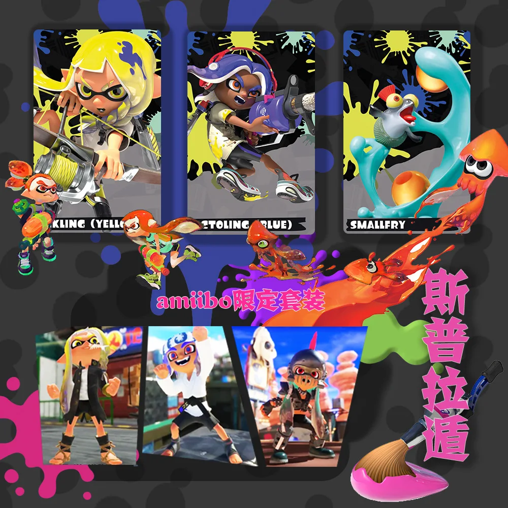 

Splatoon Latest 3 Amiibo Costume Props Card Splash Cartoon Linkage NFC Amiibos Card 17 Pieces Amiiboed Props Accessories