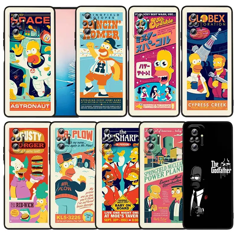 

Anime The Simpsons Cute Phone Case For Xiaomi Redmi Note 12 11E 11S 11 11T 10 10S 9 9T 9S 8 7 Turbo Pro Plus 5G Black Cover
