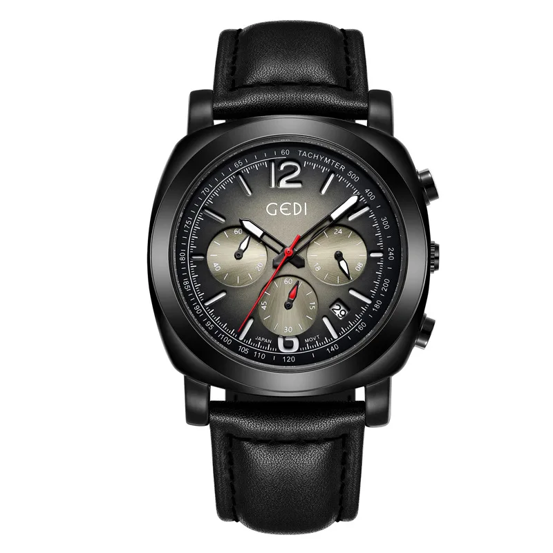 2024 модные мужские многофункциональные кожаные деловые наручные часы
