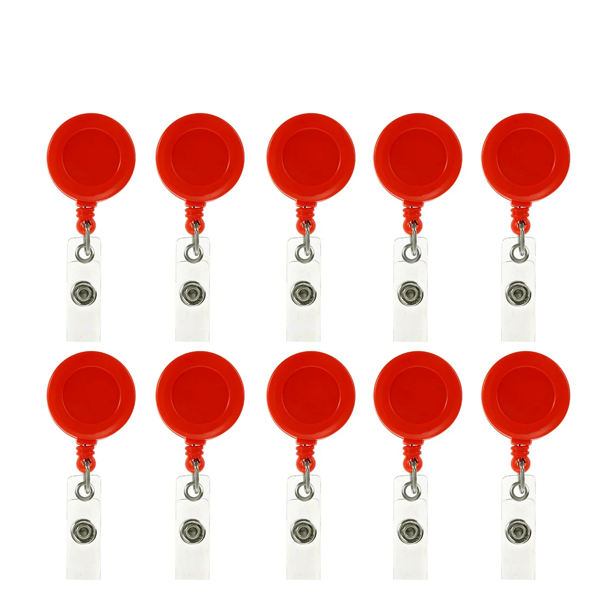 

10pcs Retractable ID Badge Reels with Belt and Clip (Solid Red)