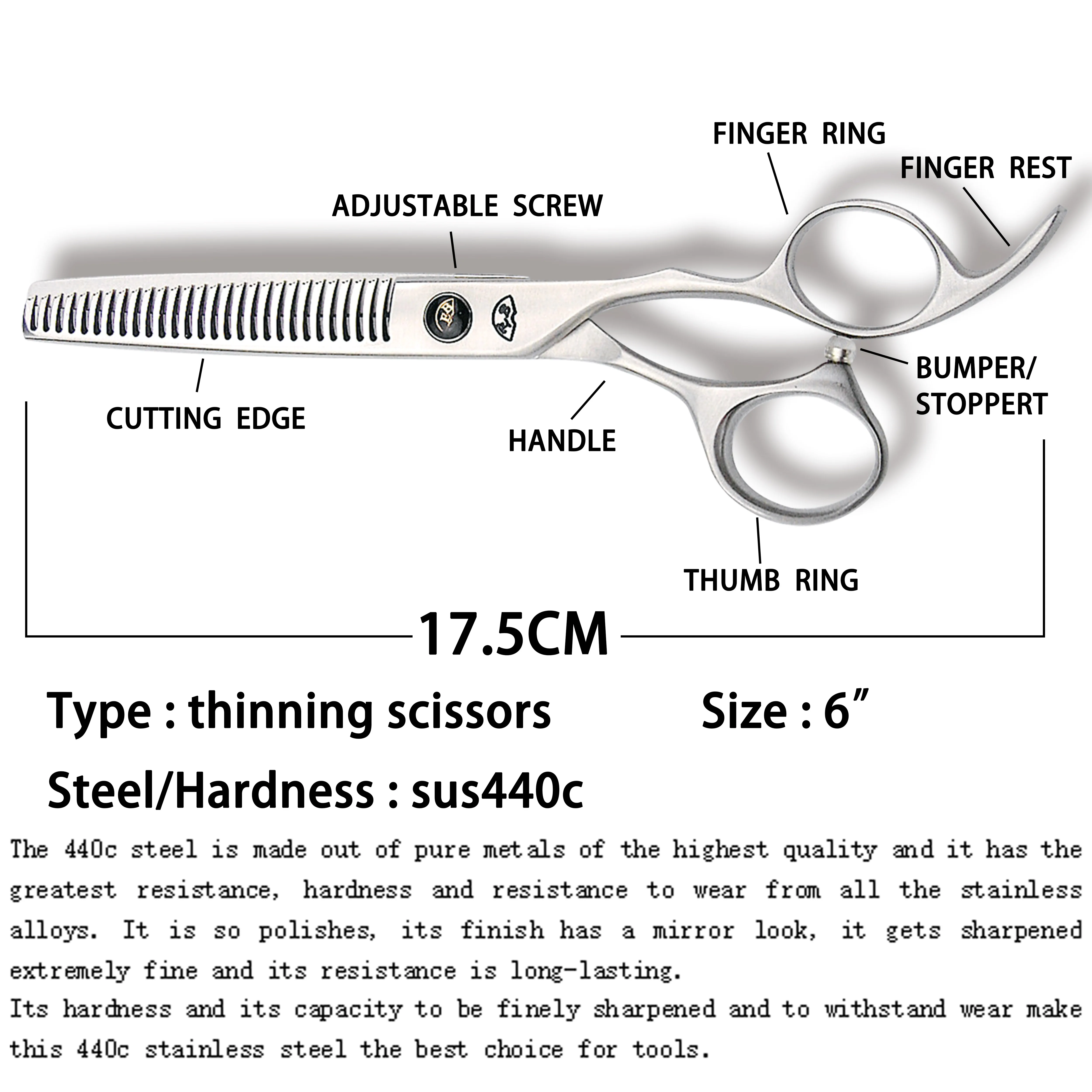 Профессиональный фен для волос со стальными ножницами SUS440C
