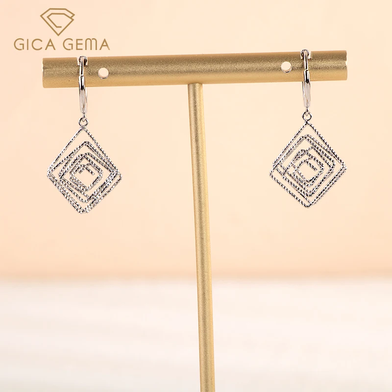 

Gica Gema Unusual Earrings For Women Real 100% 925 Sterling Silver Unique Design Geometric Anniversary Engagement Fine Jewelry