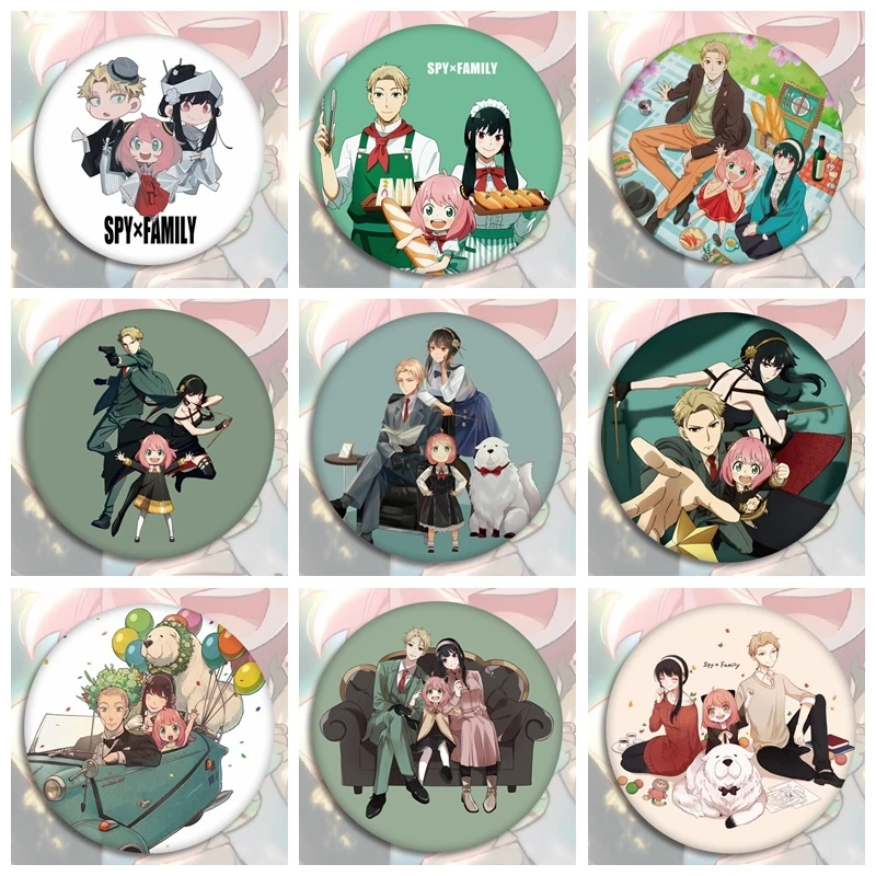 

New Anime SPY×FAMILY Figure Metal Badge Round Brooch Pin Twilight Yor Forger Anya Forger Anime Pins for Backpacks Decor Set Gift