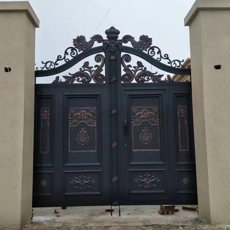 

Fence Metal Door Aluminum Home Use Countryard Stainless Villa Ornamental Security Wrought Iron Gates Driveway Motor Garden