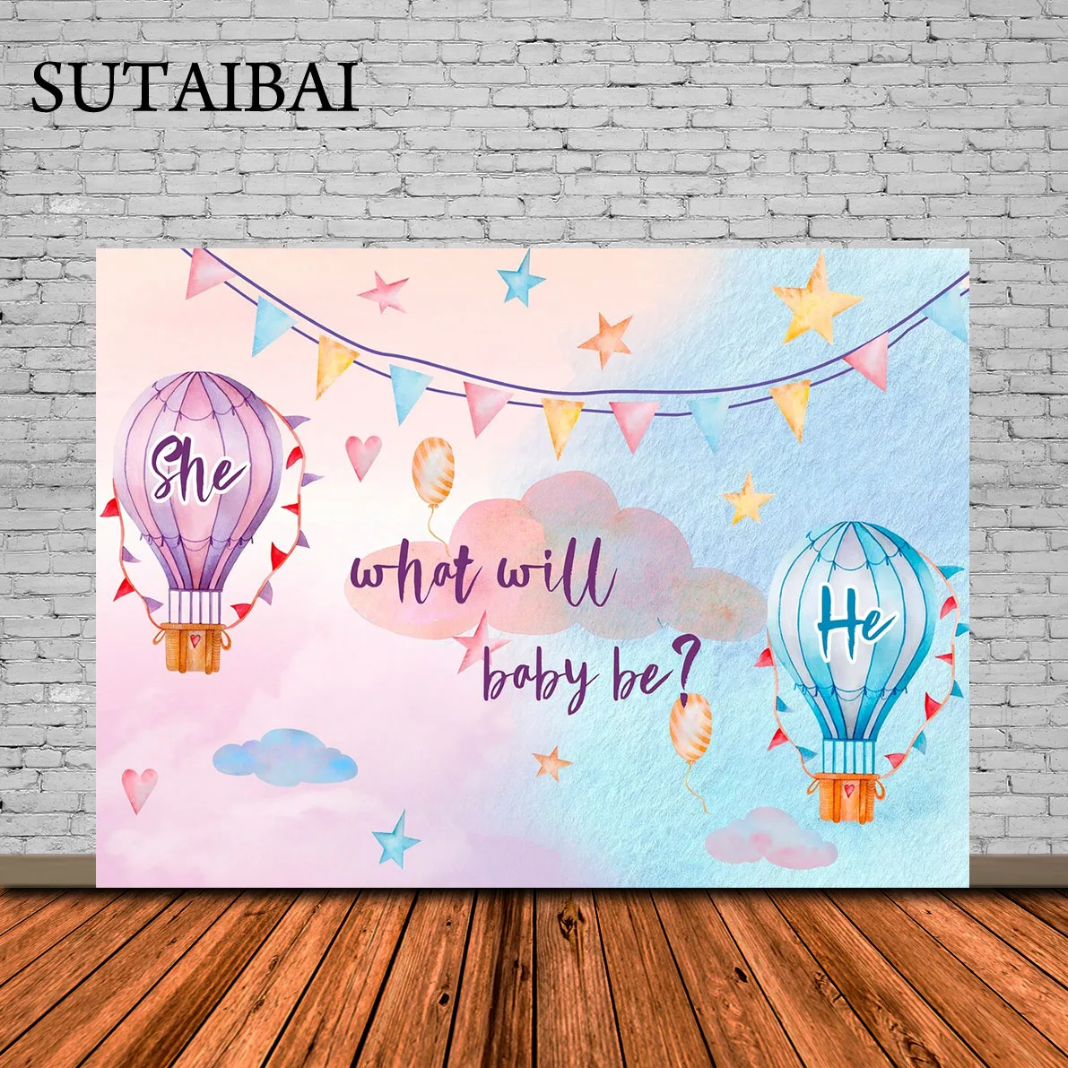 

Голубой розовый фон для фотосъемки с воздушным шаром для детского душа пол репродукция для девочек или мальчиков Виниловый фон для фотостудии баннер