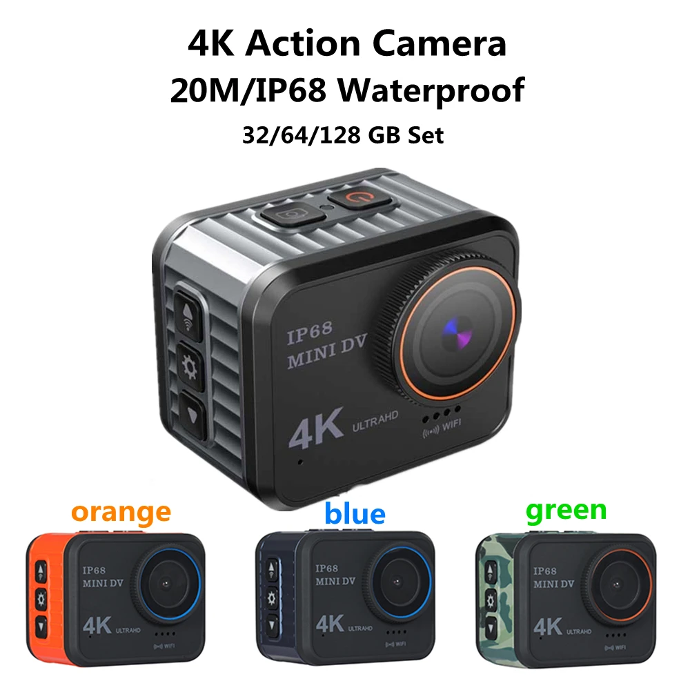 

4K Ultra HD Mini Action Camera 10m Waterproof 4k Sports Camera Dash Cam Video Record Camera Action Camera 4K Action Cam With TF