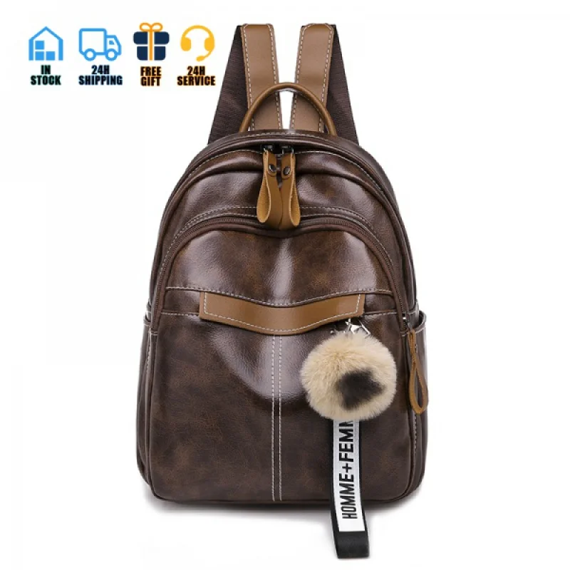 

Ready Stock 2022 new large capacity Waterproof pu leather women traveling school bags backpack for girls