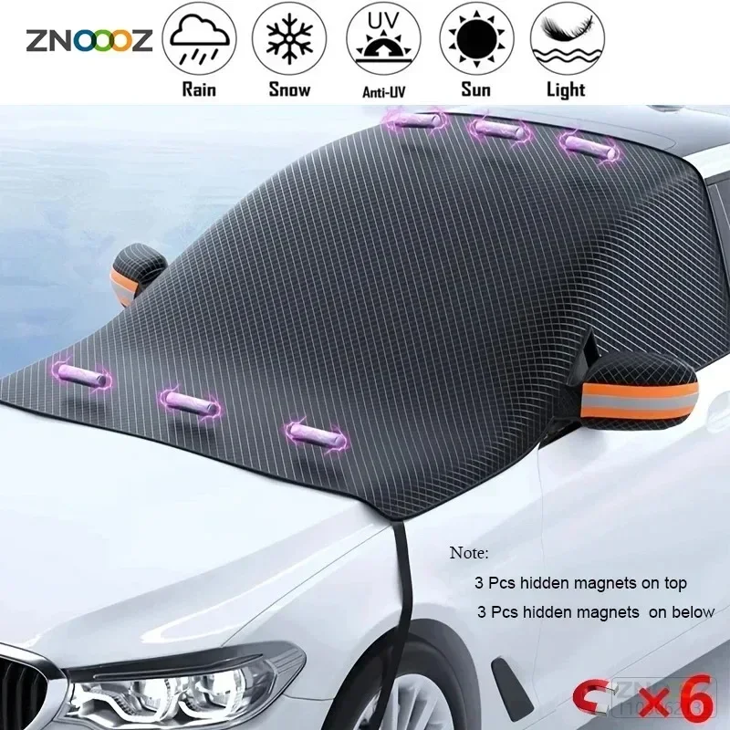 

Зимнее автомобильное снежное покрытие, солнцезащитный козырек для лобового стекла, стекло, солнцезащитный козырек, толстый Магнитный Снежный чехол, антифриз, получехол с крепежным ремнем