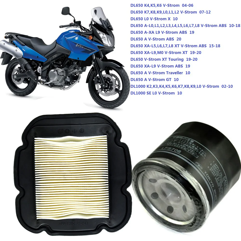 Мотоциклетный воздушный фильтр и масляный для Kawasaki KLV1000 04-06 Suzuki DL650 V-открытый