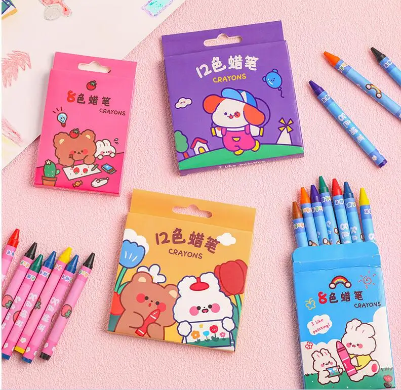 

8/12 colors/box Children's Non-Dirty Hand Crayon Set Kids Painting Pen Graffiti Oil Pastels Cute School Stationery Gifts