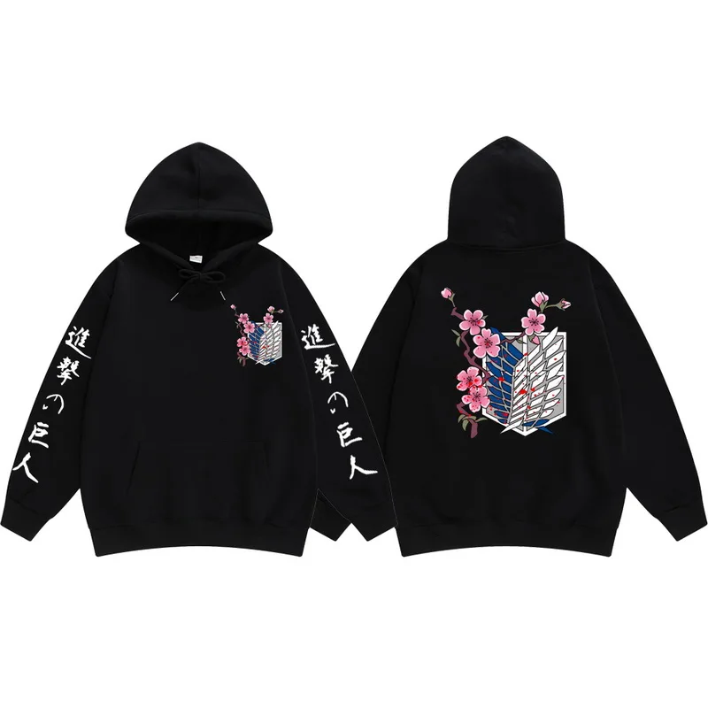 

Japanese Anime Graphic Hoodies Men Attack on Titan Pullover Sweatshirt Unisex Male