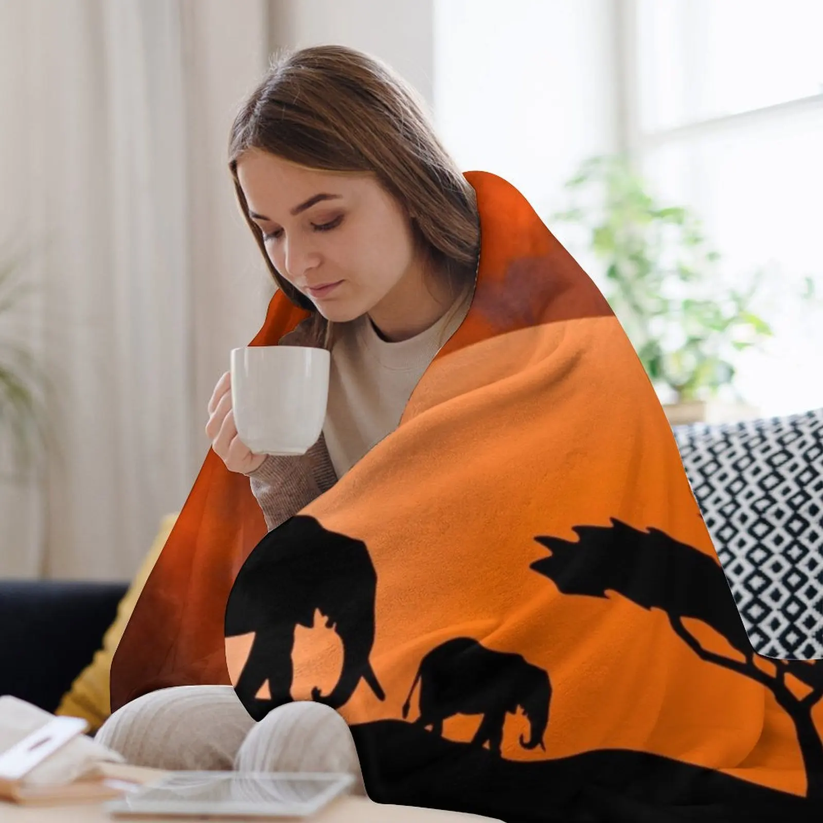 Одеяло со слонами в саванне забавный подарок самые мягкие одеяла