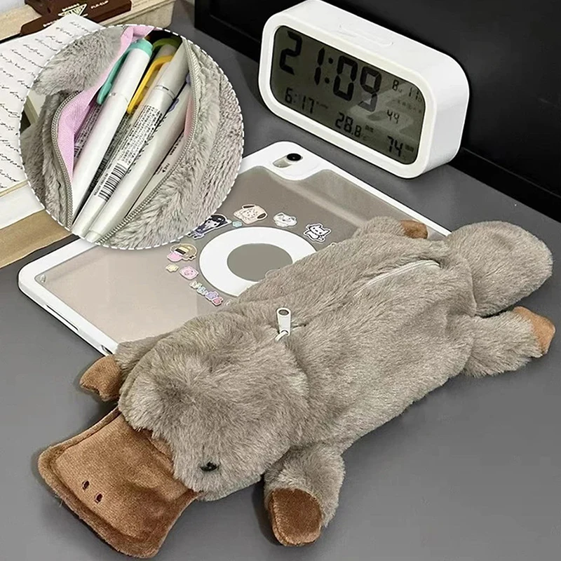 1 шт. милый пенал Platypus косметичка плюшевая сумка для ручек большая вместительная