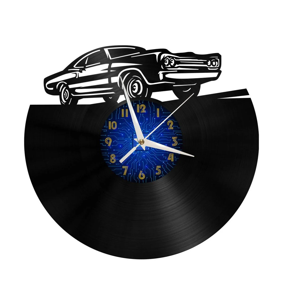 

Retro Car 6 Vinyl Wall Clock, Vinyl Record LED Clock Wall Art Black 12 Inch for Living Room Bedroom