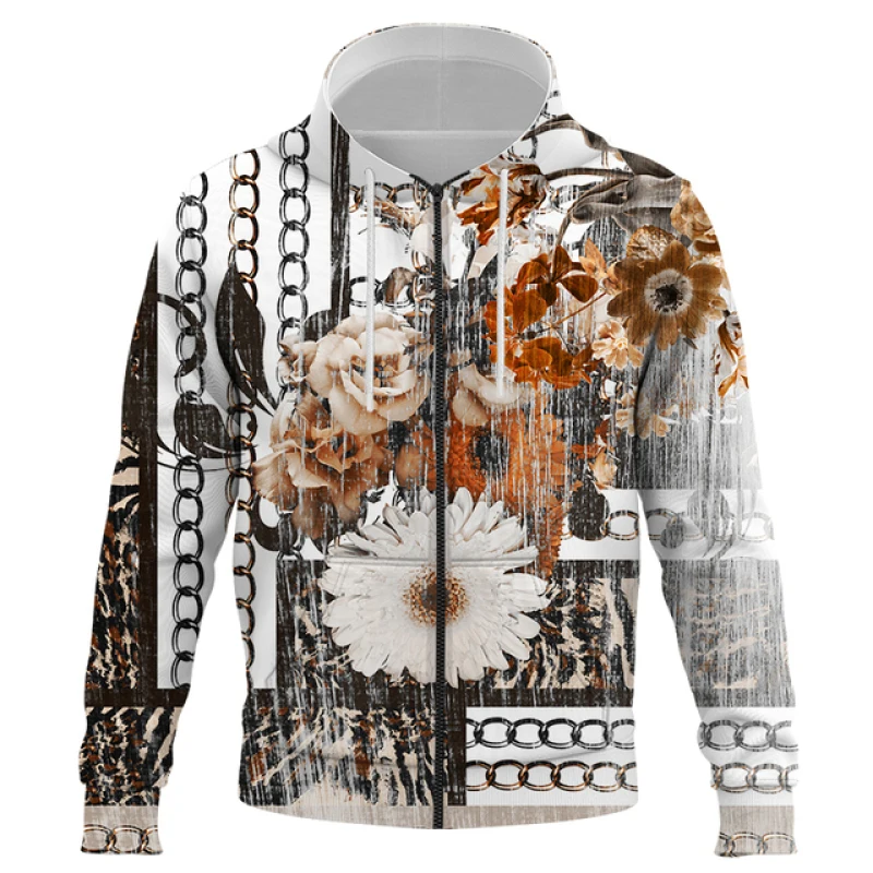 2023 Fashion Luxury High-end Graphic 3D Printing Men's Sweatshirt Zip Hoodie Harajuku Autumn and Winter Hoodie Men's Wear