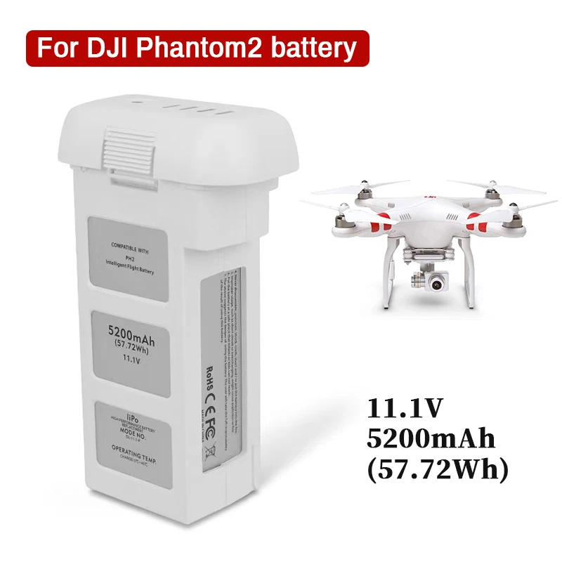 

New 11.1V 5200mah Lipo Drone Battery for DJI Phantom 2 Quadcopter Battery 57.72Wh Spare Battery Drone Parts