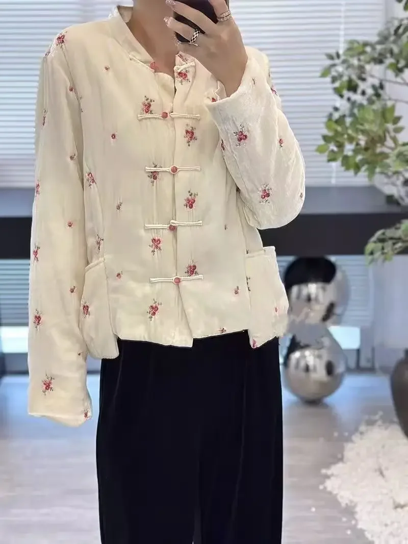 Винтажные куртки-бомберы в китайском стиле с цветочным принтом и кавайным