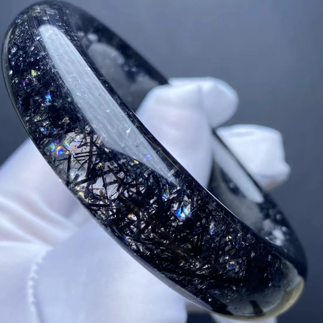 Натуральный черный рутилированный кварцевый прозрачный Круглый