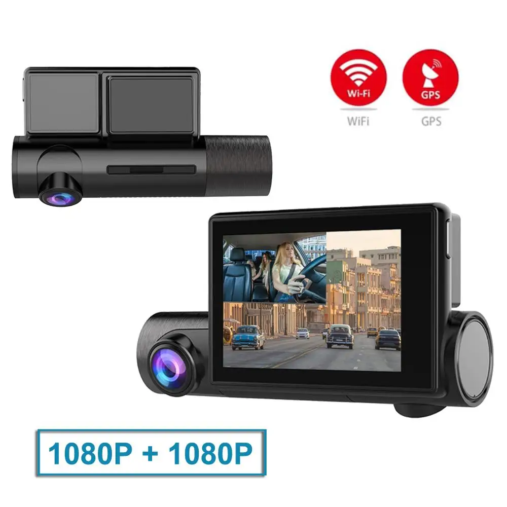 3.0 inch touch screen Car Dash Cam DVR with GPS WIFI Night Vision Dual Lens for shared car and taxi Camera Recorder | Автомобили и