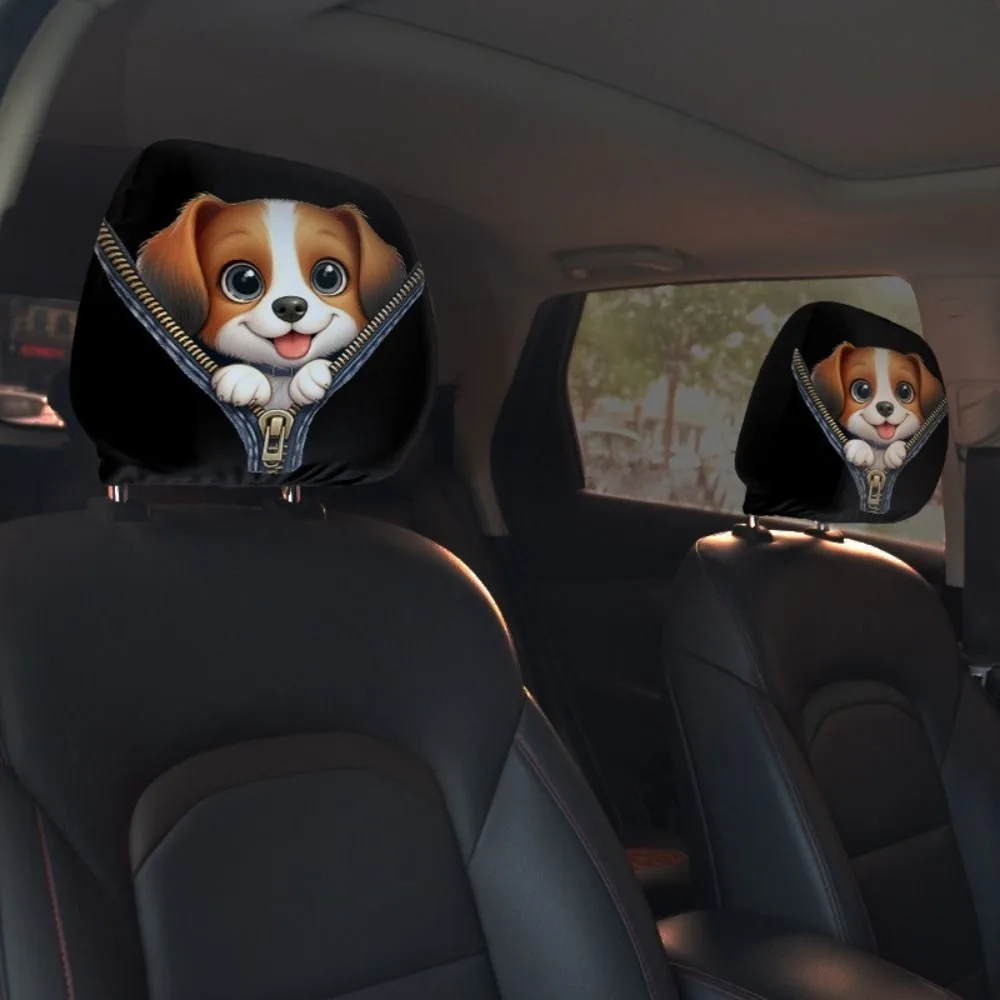 

2 шт. универсальные дышащие эластичные чехлы для автомобильных подголовников, пылезащитные, с мультяшным рисунком