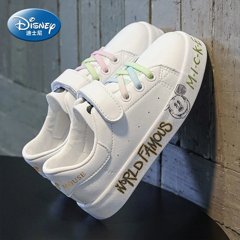 

Disney children's shoes cartoon Mickey boy casual shoes spring and autumn new soft bottom breathable girl white sneakers