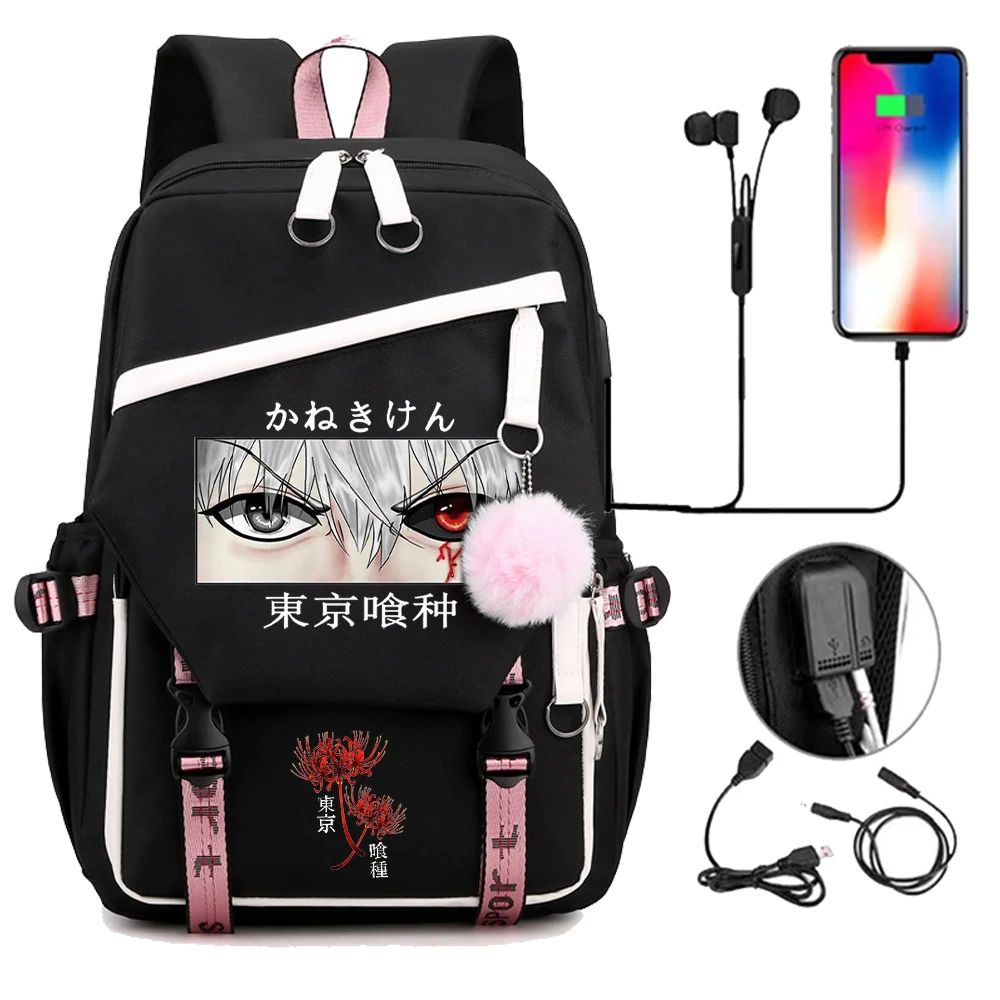 College Student School Backpacks Tokyo Ghoul Kaneki Ken Anime Bagpack School Bag Teenage Girls Rucksack