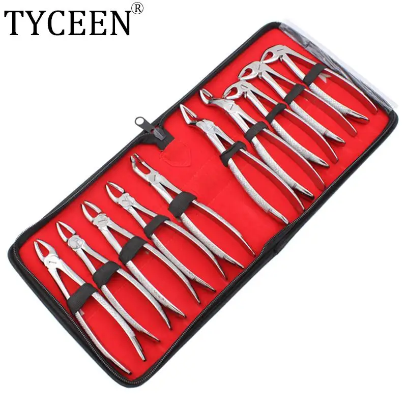 

10pcs/set Adult Tooth Extracting Forceps Pliers for Adults with Toolkits Dental Surgical Extraction Instrument for Dental Clini