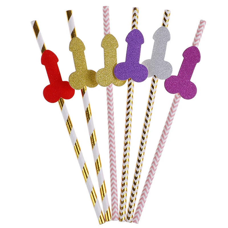 

6pcs Glitter Gold Straw Wedding Bridal Shower Bride To Be Bachelorette Hen Party Anniversary Table Centerpiece Decoration Favor