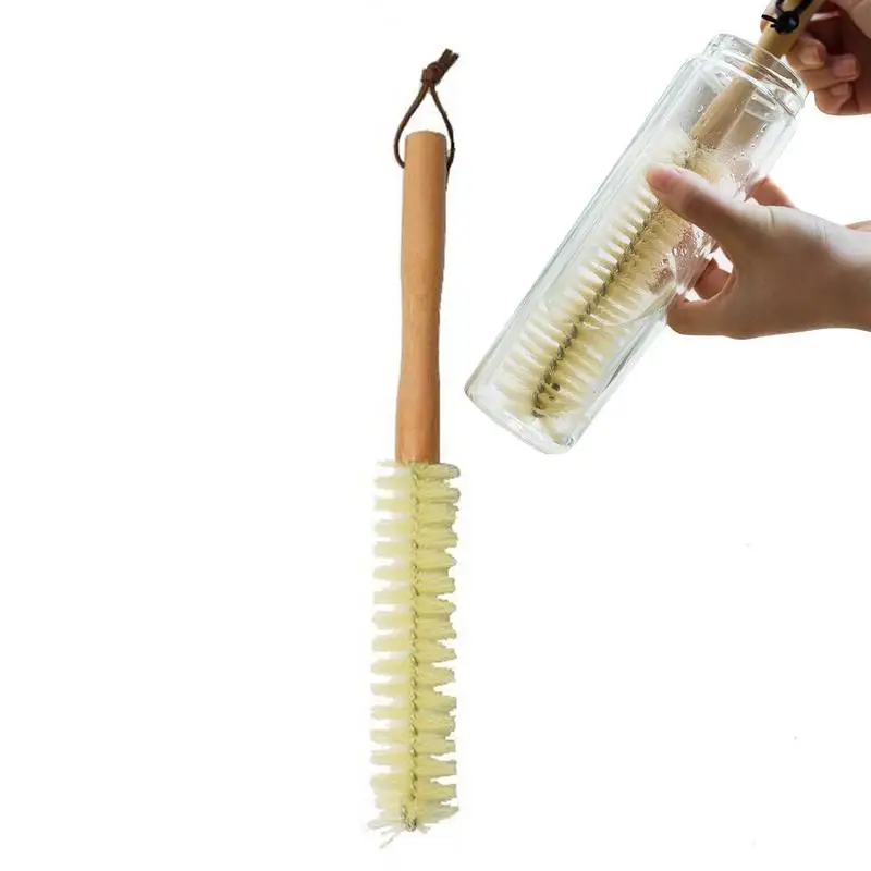 

Long Handle Cup Brush Wood Straight Nylon Bottle Scrub Clean Brush Zakka Groceries Wood Handle Hook 40