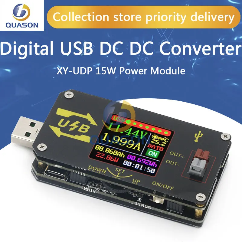 

XY-UDP Digital USB DC DC Converter CC CV 0.6-30V 5V 9V 12V 24V 2A 15W Power Module Desktop Adjustable Regulated power supply